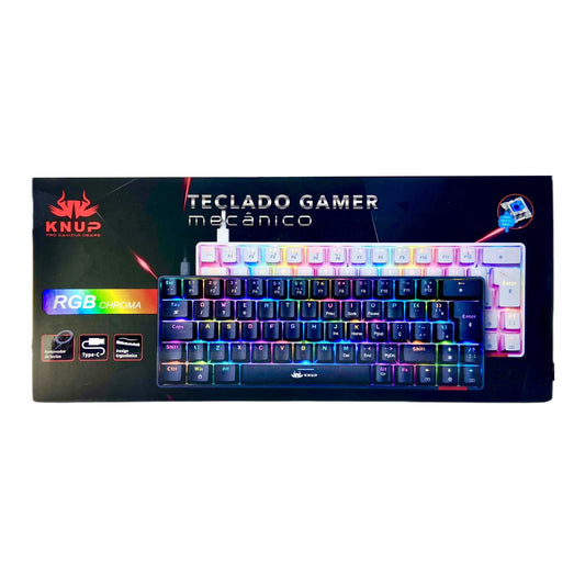 Teclado Knup Gamer Mecânico USB Iluminação Programável RGB TE-100