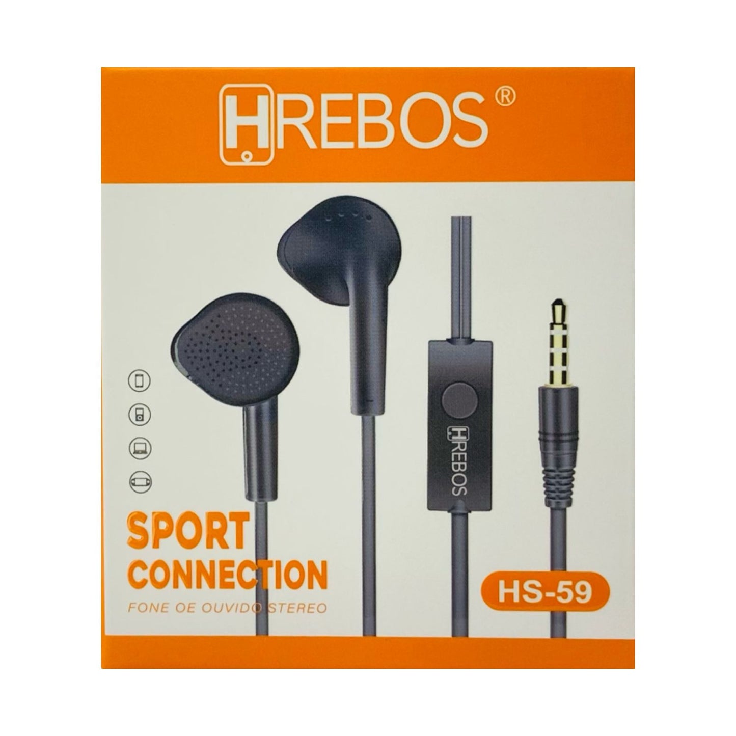 Fone de Ouvido P2 Hrebos Com Fio Preto HS-59