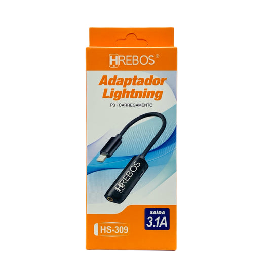 Adaptador Para Lightning Hrebos Para Fone P3 e Carregamento HS-309