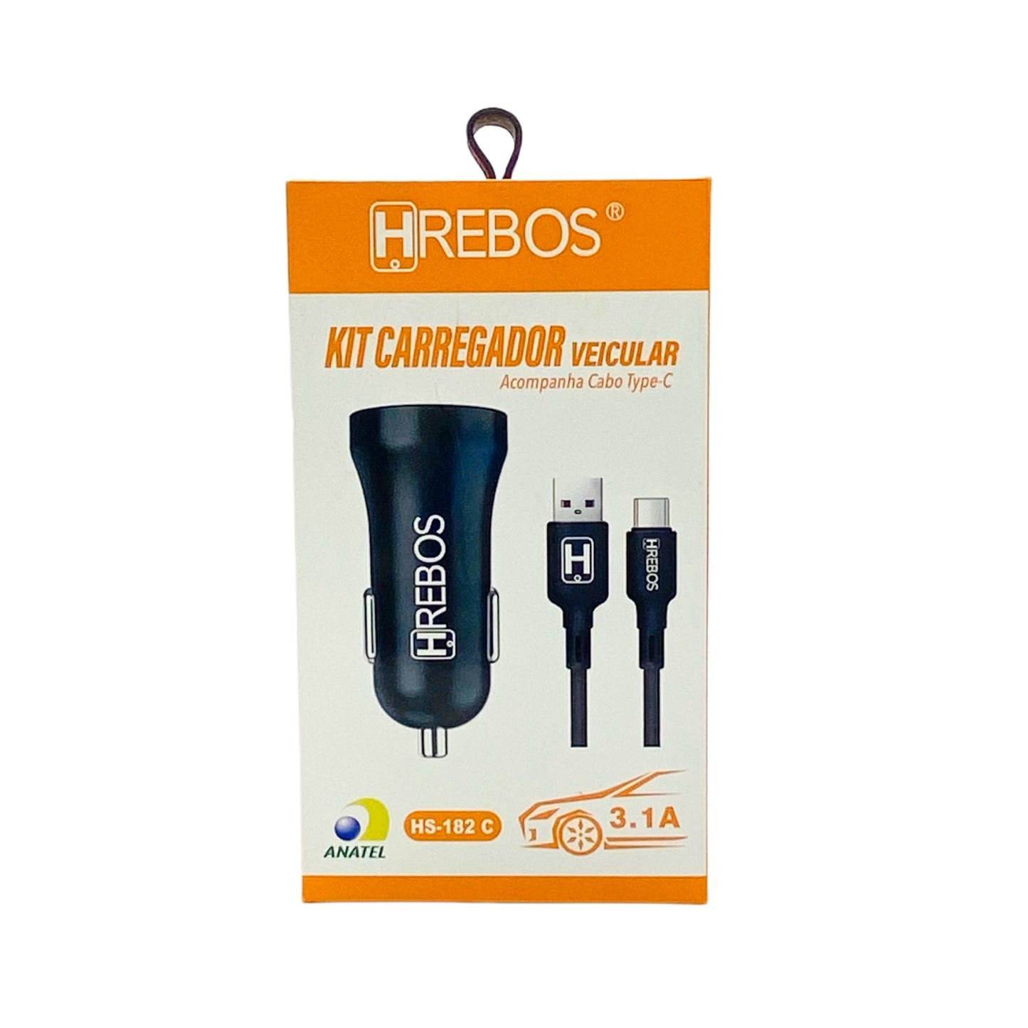 Carregador Veicular Hrebos Tipo C Com Duas Entradas USB 3.1A HS-182C