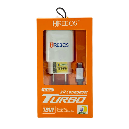 Carregador Completo Hrebos Para Lightning Turbo 18W Branco HS-165i