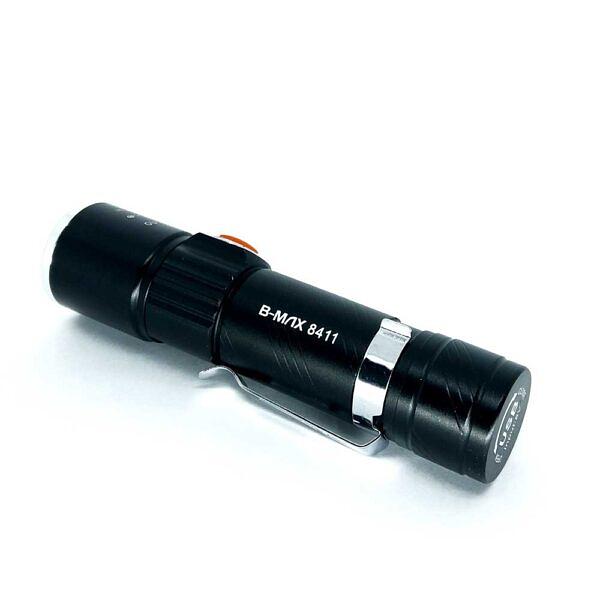 Mini Lanterna Recarregável USB Longo Alcance Com Zoom B-Max BM-8411