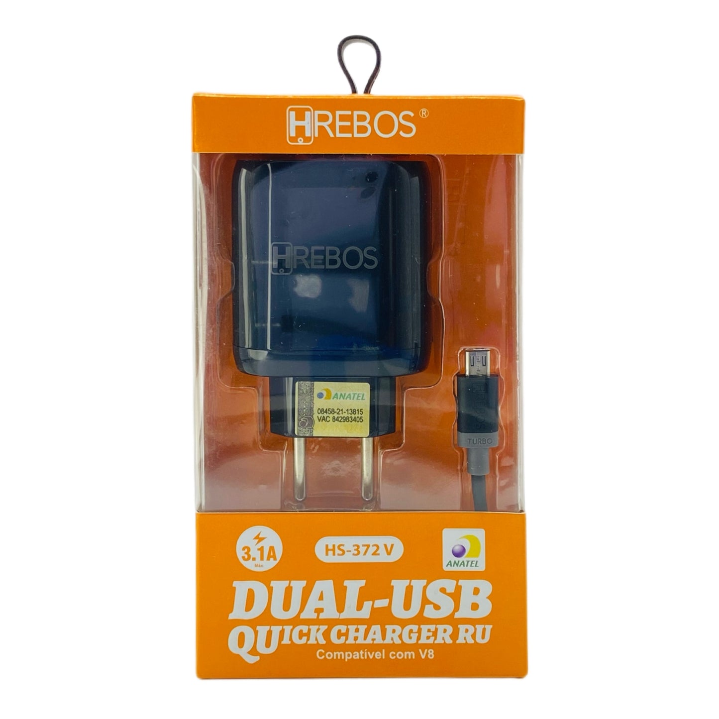 Carregador Completo Micro USB V8 Hrebos Fonte e Cabo 3.1A HS-372V