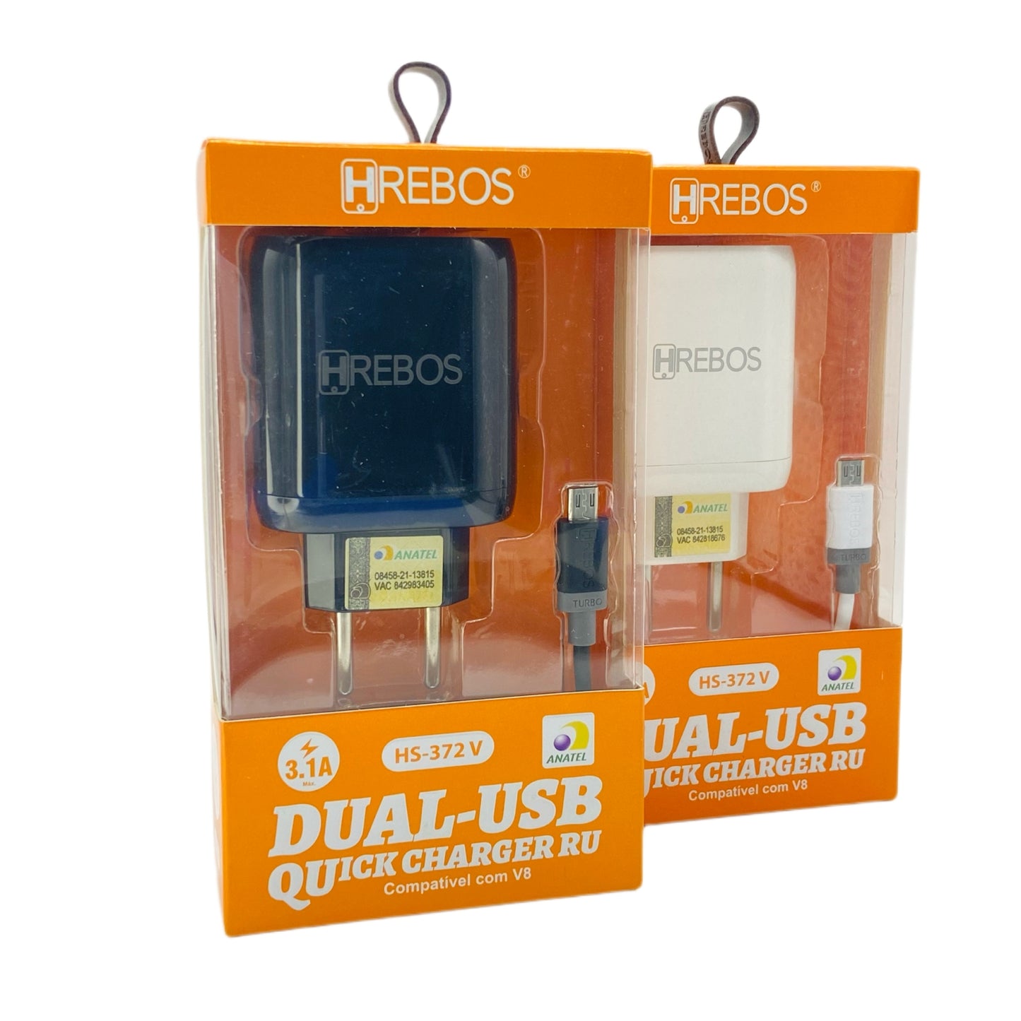 Carregador Completo Micro USB V8 Hrebos Fonte e Cabo 3.1A HS-372V