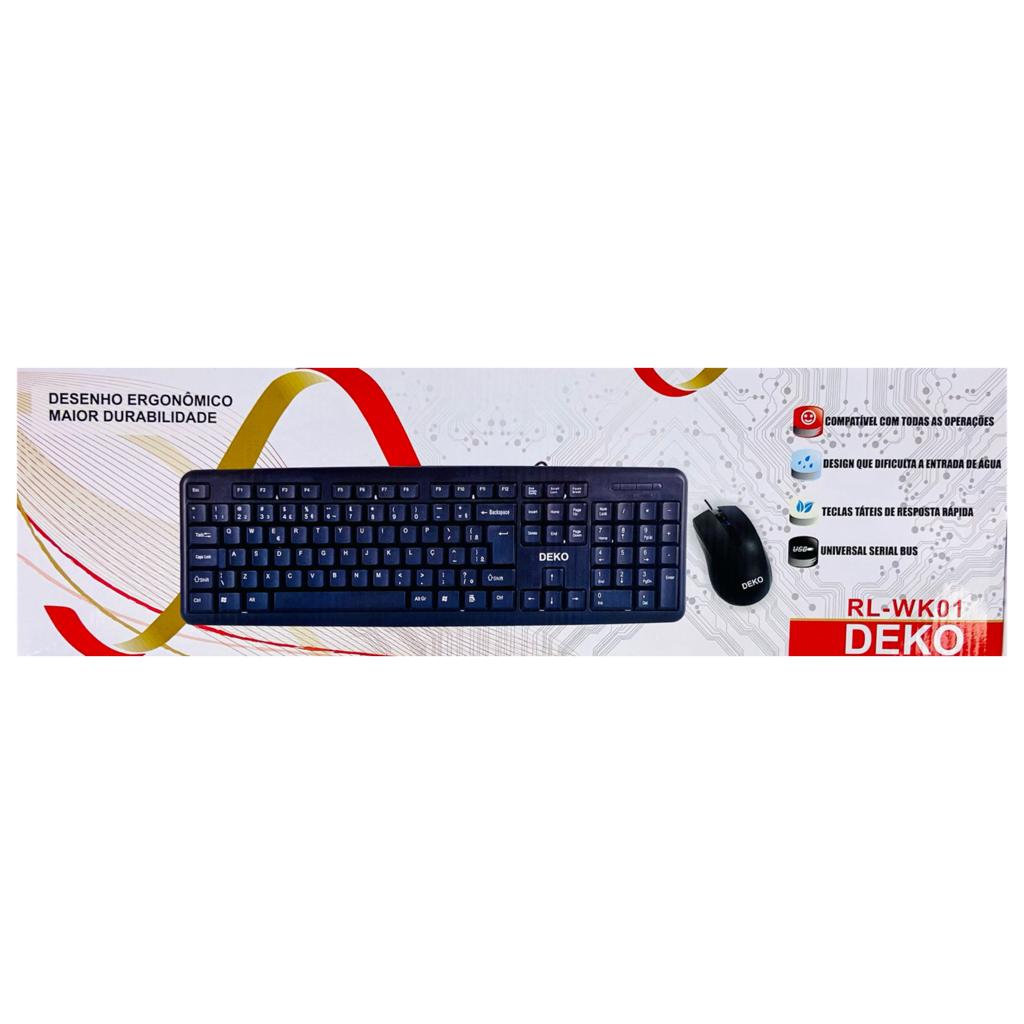 Kit Teclado Mouse Deko USB PC e Notebook RL-WK01