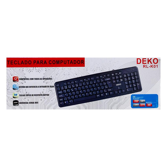 Teclado Deko Multimídia USB PC e Notebook Padrão ABNT RL-K01