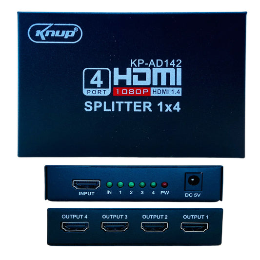 Splitter HDMI Knup 1X4 Divisor De Vídeo Projetor Monitor TV AD142