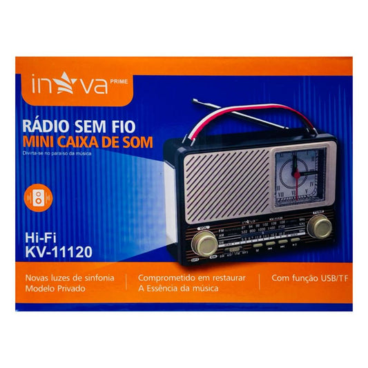 Rádio Inova Retrô Bluetooth Recarregável Com Lanterna KV-11120