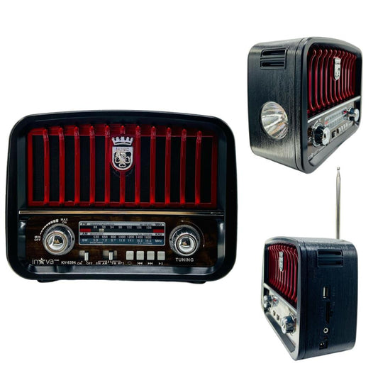 Rádio Inova Retrô Bluetooth Recarregável Com Lanterna RAD-8394