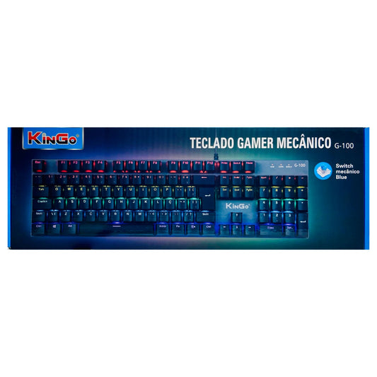 Teclado Kingo Gamer Mecânico Retro Iluminado 1,5m G-100