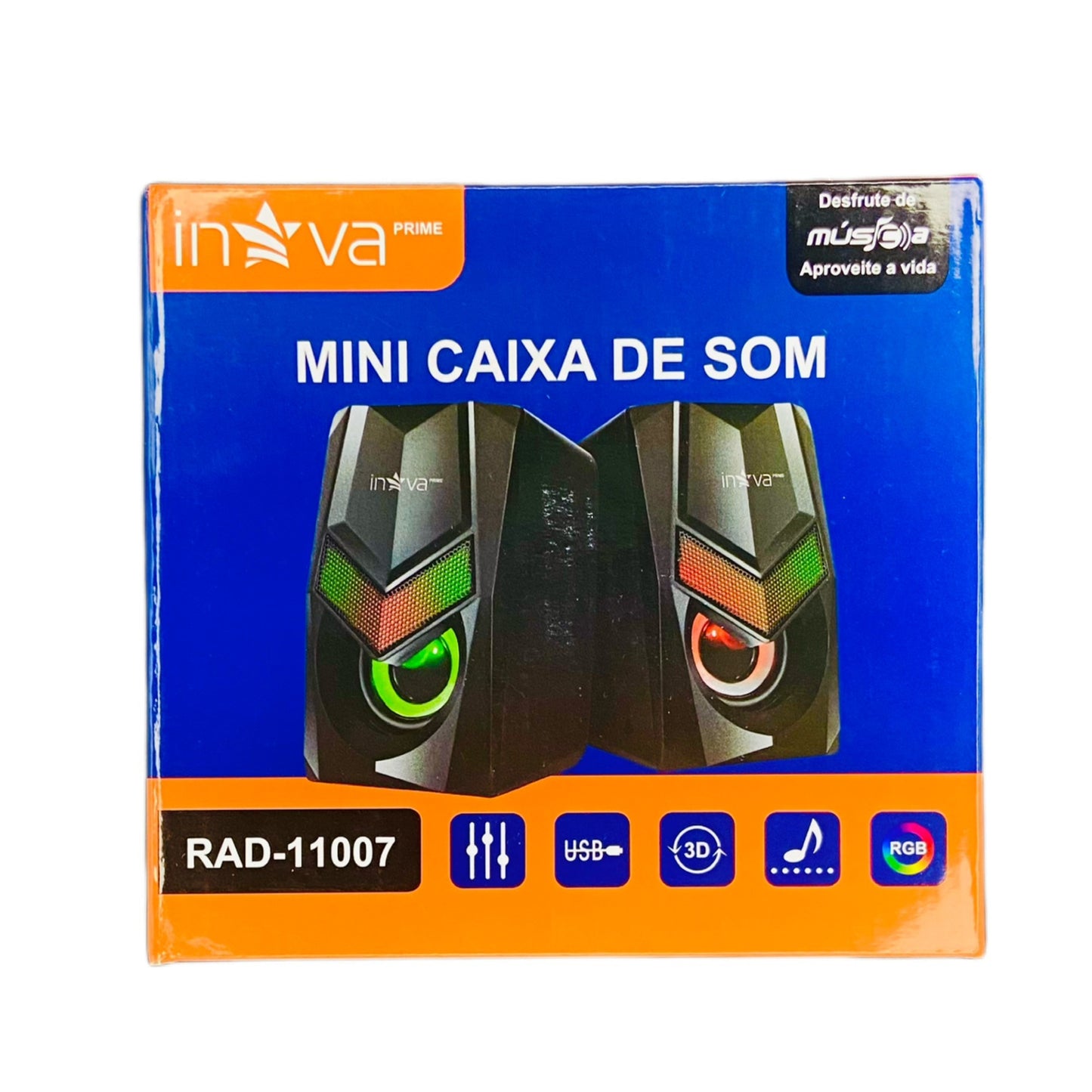 Mini Caixa de Som Inova PC e Notebook LED RGB RAD-11007