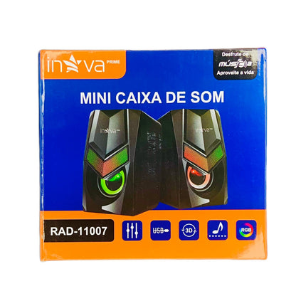 Mini Caixa de Som Inova PC e Notebook LED RGB RAD-11007