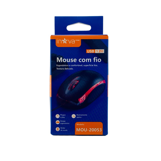 Mouse Inova Com Fio USB 1.2 Metros Preto MOU-20053