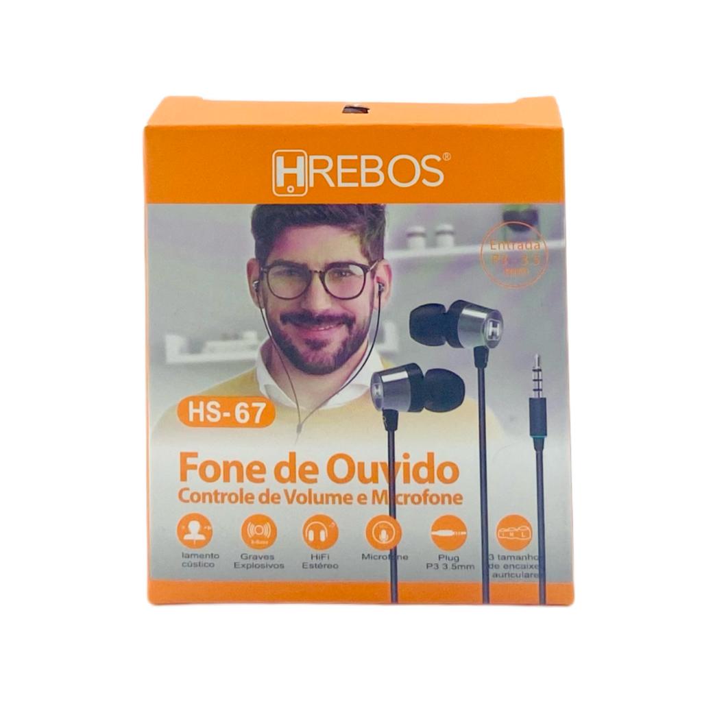 Fone de Ouvido P2 Hrebos Com Fio Estéreo HS-67