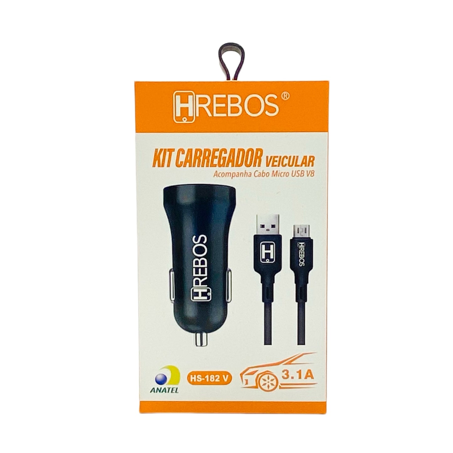 Carregador Veicular Hrebos Micro USB V8 Dois USB 3.1A HS-182V