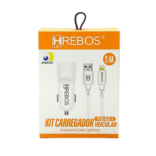Carregador Veicular Hrebos Para Lightning 2.4A HS-80i