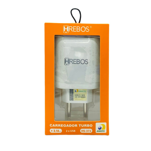Fonte Carregador Celular Hrebos Com Duas Entradas USB 3.1A HS-372