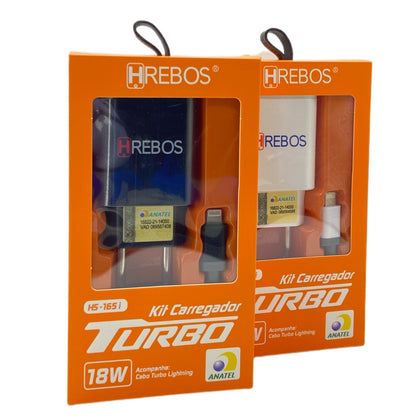 Carregador Completo Hrebos Para Lightning Turbo 18W Branco HS-165i