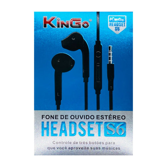 Fone de Ouvido P2 Kingo S6 Com Fio Estéreo Preto