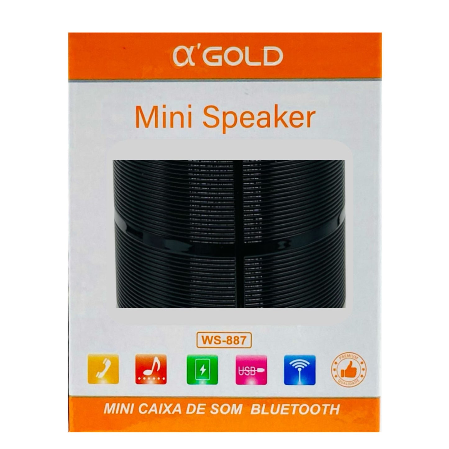Mini Speaker A'Gold Bluetooth Colorida WS-887