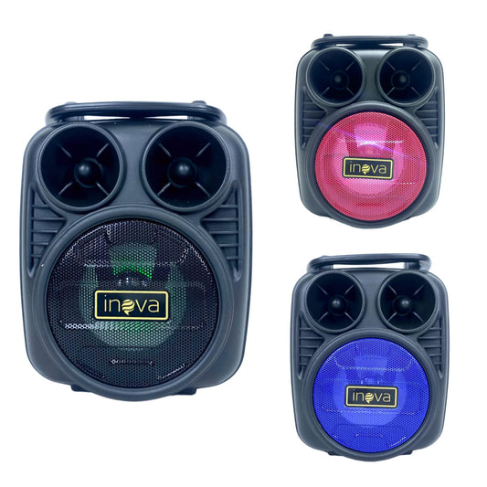 Mini Caixa De Som Estéreo Bluetooth Rádio FM Entrada USB Microfone AUX Cartão de Memória Inova RAD-8631