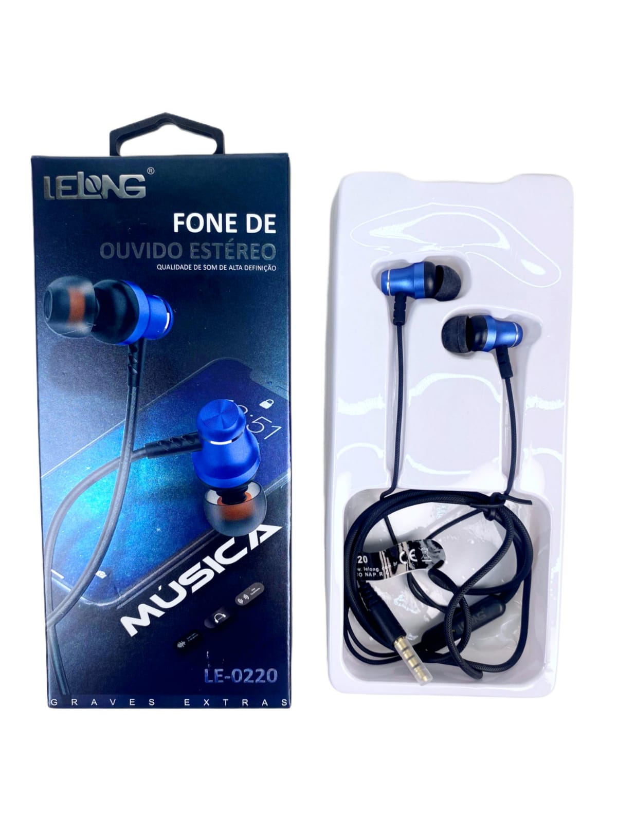 Fone de Ouvido Estéreo Com Fio P3 Som Alta Definição Lelong LE-0220