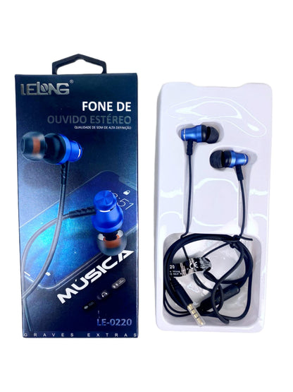 Fone de Ouvido Estéreo Com Fio P3 Som Alta Definição Lelong LE-0220