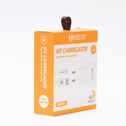 Carregador Completo Hrebos Para Lightning Fonte e Cabo 3.1A HS-151i