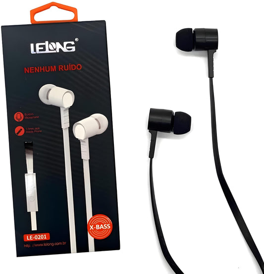 Fone de Ouvido Com Fio P3 Nenhum Ruído X-Bass Lelong LE-0201