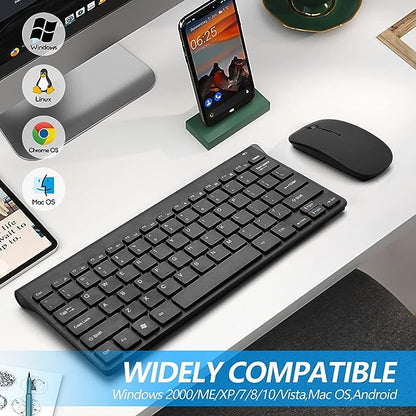 Mini Teclado Sem Fio Compacto e Mouse USB Wireless - ABNT2