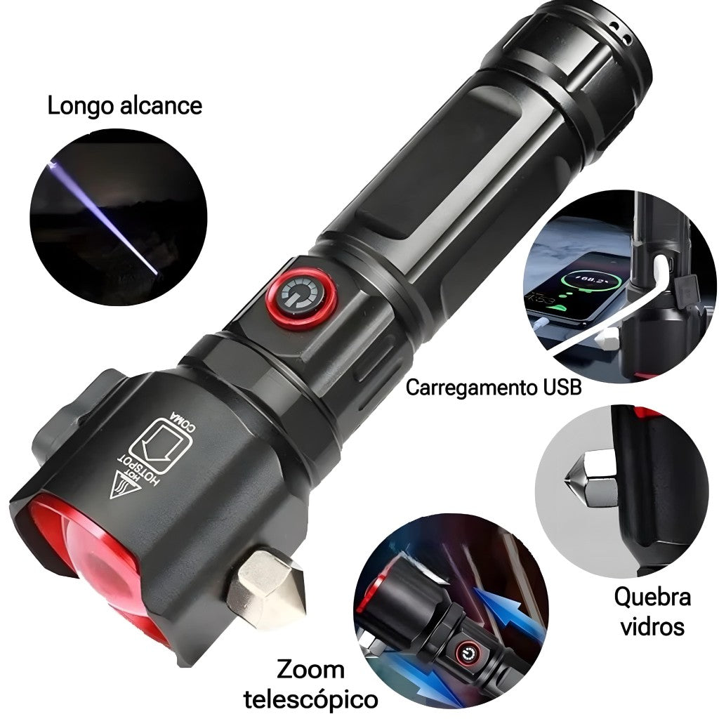 Lanterna Longo Alcance 2000m Com Foco Recarregável B-Max BM-8521