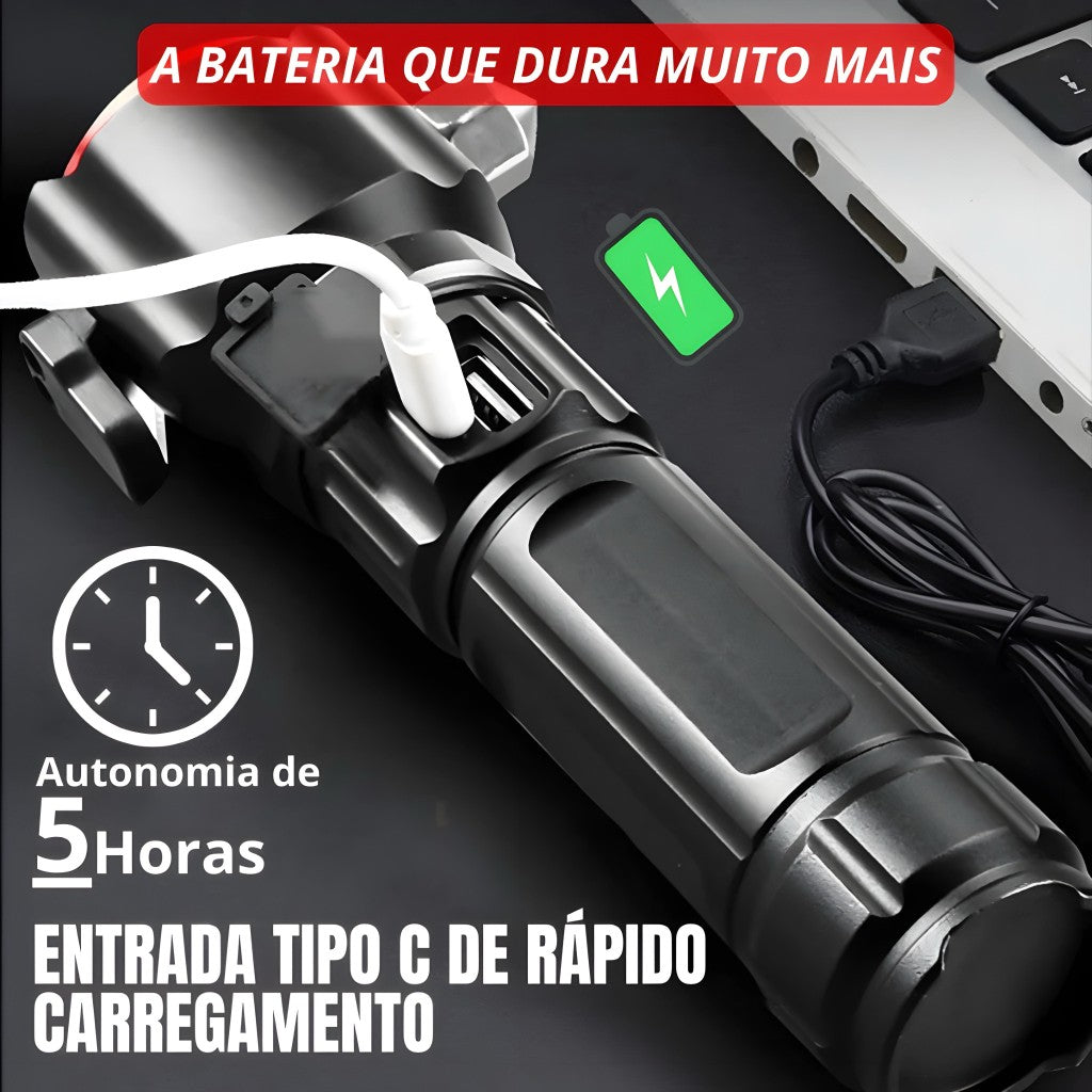 Lanterna Longo Alcance 2000m Com Foco Recarregável B-Max BM-8521