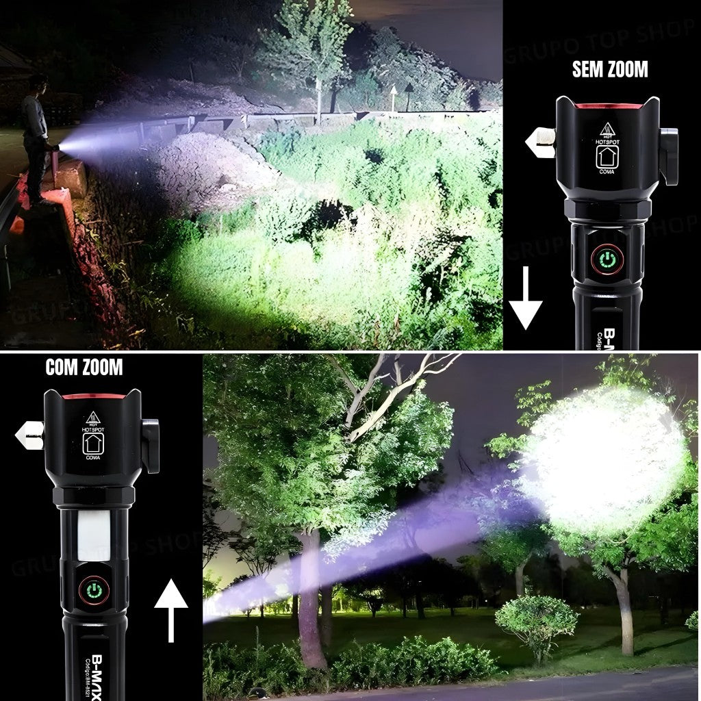 Lanterna Longo Alcance 2000m Com Foco Recarregável B-Max BM-8521