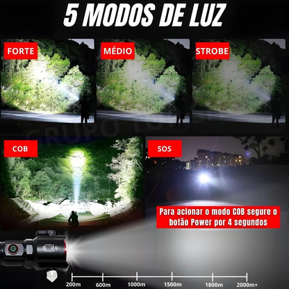 Lanterna Longo Alcance 2000m Com Foco Recarregável B-Max BM-8521