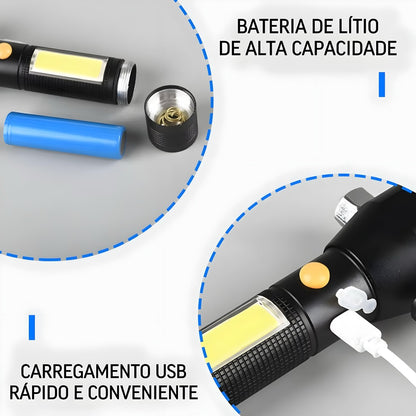 Lanterna Recarregável USB Alta Potência 450 Lúmens Inova KV-735