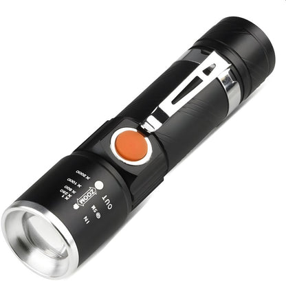 Mini Lanterna Recarregável USB Longo Alcance Com Zoom B-Max BM-8411