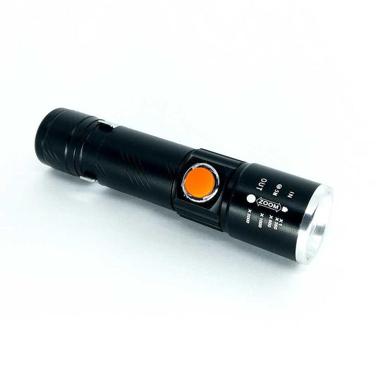 Mini Lanterna Recarregável USB Longo Alcance Com Zoom B-Max BM-8411