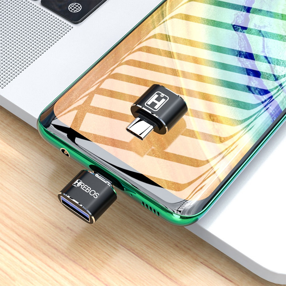 Adaptador OTG Tipo C Macho Para USB 2.0 Fêmea Hrebos HS-337