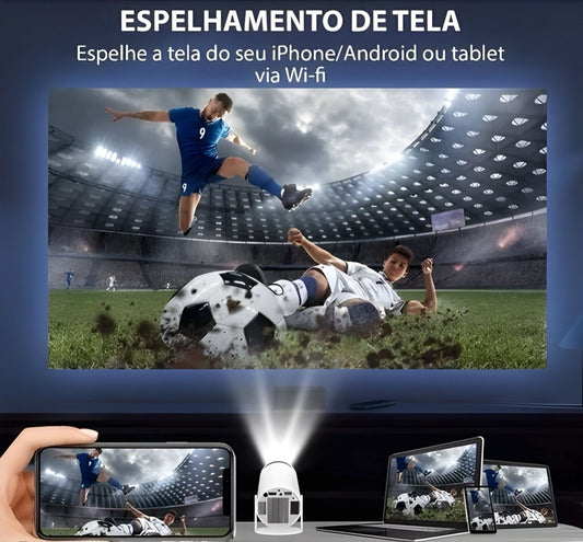 Projetor Portátil 4K HD Branco Bluetooth 110V/220V HY300